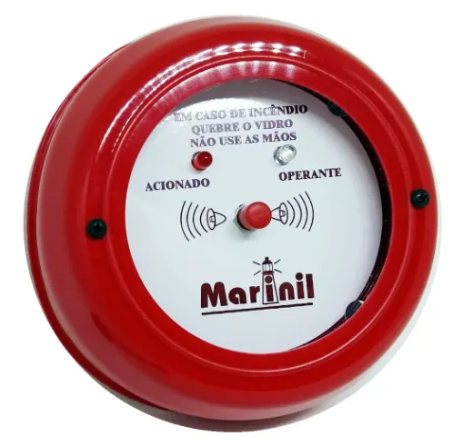 Botoeira de acionamento manual do alarme com sirene interna